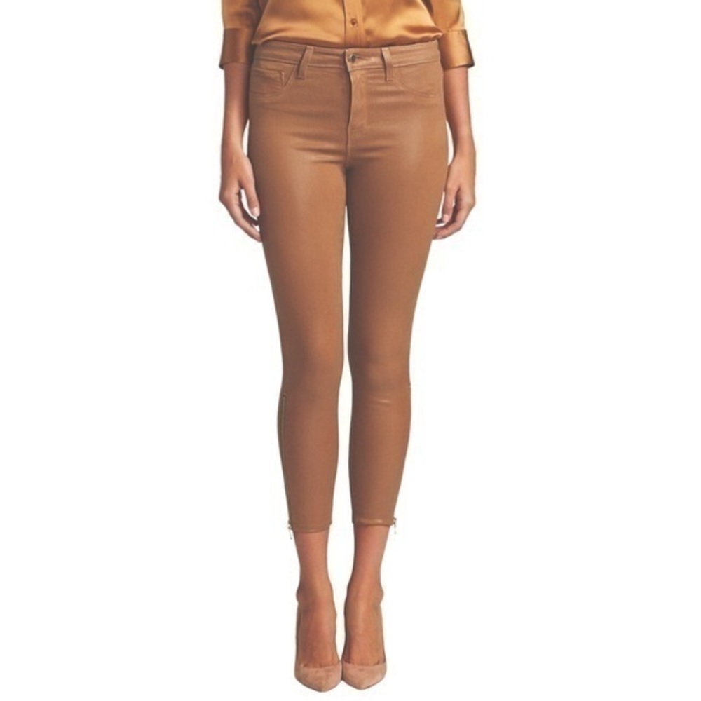 L’AGENCE Jeans Sabine Skinny High Rise Jeans Dark Khaki Coated